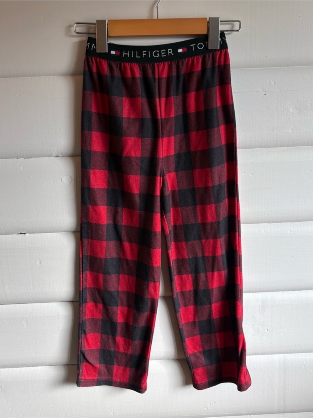 3/$25 Tommy Hilfiger Kids Buffalo Plaid Pajama Pants Size 6/7 Red Black